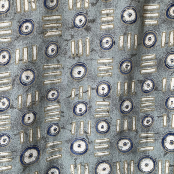 Burma Bibas Men's Short Sleeve Button Down Shirt, Blue Gray Green Geometric - Picture 6 of 7